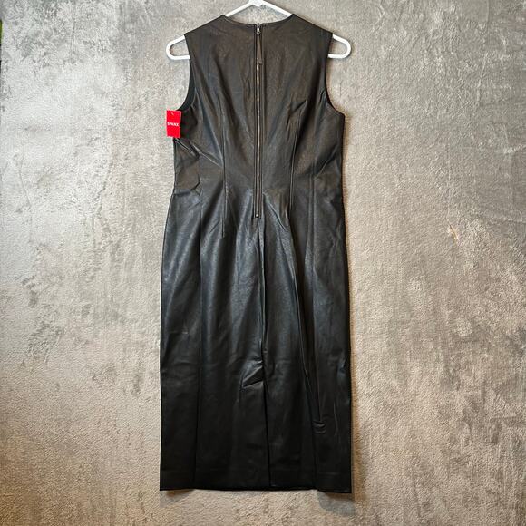 Spanx Leather Like Sleeveless Sheath Dress Luxe Black 20392R Size Small‎ - Picture 4 of 9